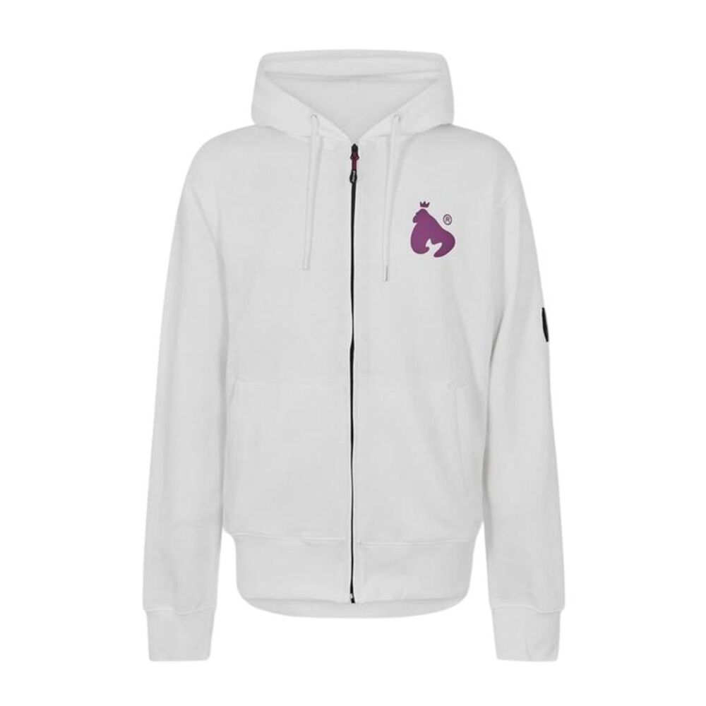 Money Mens Back Print Full Zip Hoodie / White